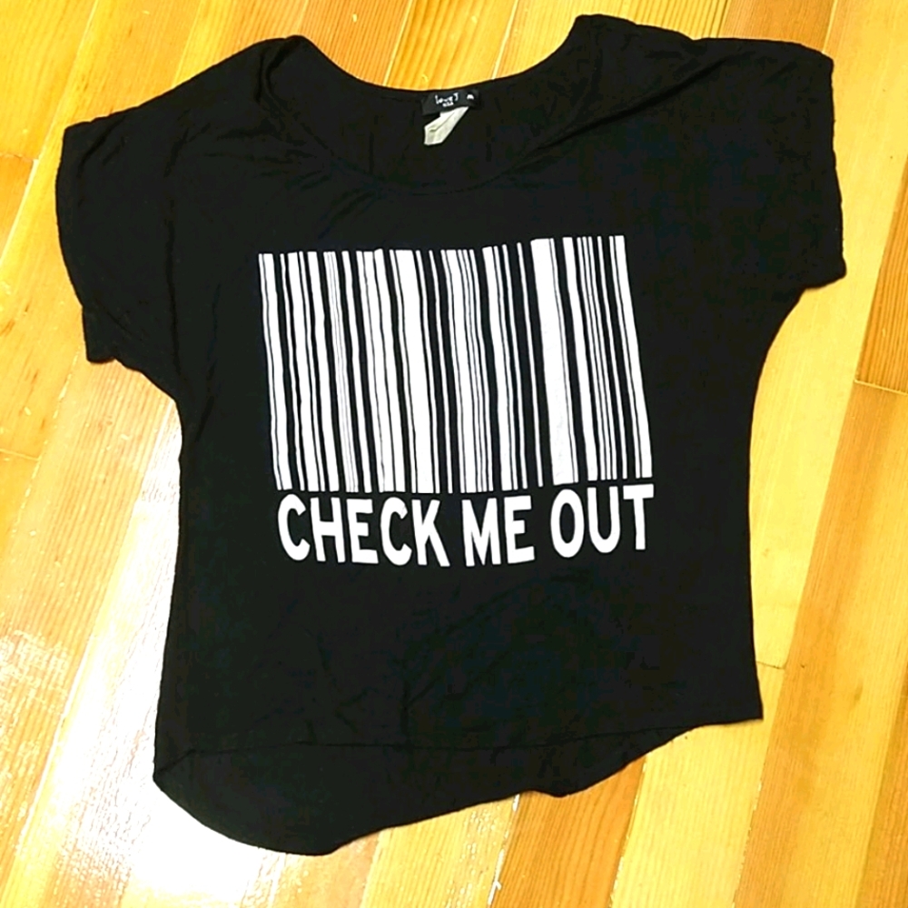love J Black White Check Me Out TShirt Size Medium
